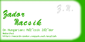 zador macsik business card